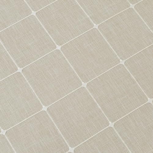Lattice Embroidery Plaid Round Tablecloth with Tassel, Round 70 Inch