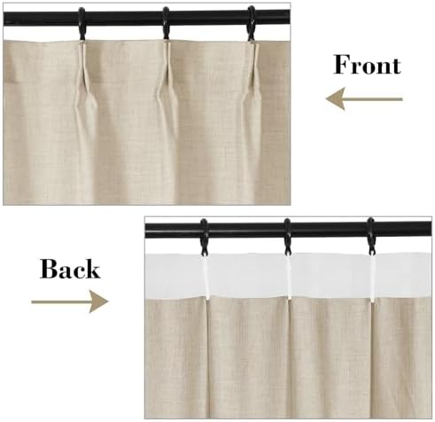 cololeaf Extra Long Linen Curtains Neutral Pinch Pleated Curtains for