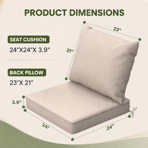 Outdoor Chair Cushions Set of 4, Waterproof Patio Furniture Cushions