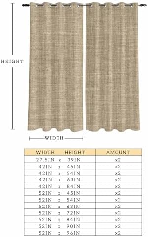Brown Farmhouse Window Curtains 96 Inch Length, Vintage Country