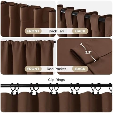 Joydeco 72 Inch Blackout Curtains for Bedroom, Thermal Insulated Black