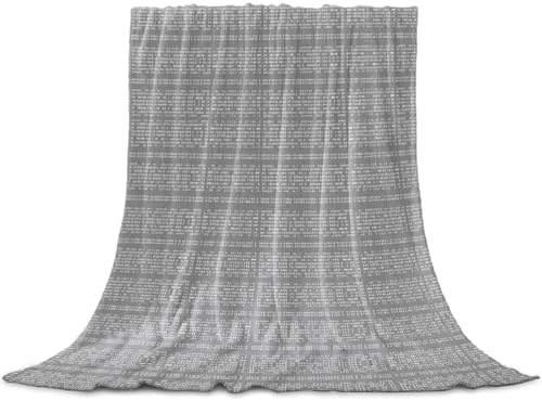Flannel Fleece Blanket 60" x 80", Gray Boho Microfiber Cozy Soft