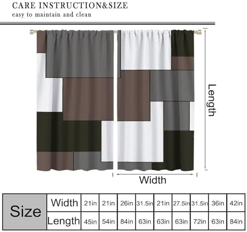 Brown Curtains Modern Black Gray White Blackout Rod Pocket Curtains