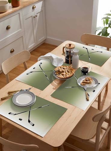 Placemats Set of 8, Sage Green Beige Woven Placemat, Linen Place Mats