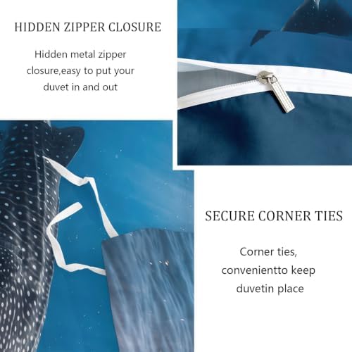 King Duvet Cover Set Soft Microfiber Animals Whale Shark