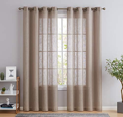 HLC.ME Abbey Faux Linen Textured Semi Sheer Privacy Sun Light
