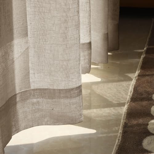 Fcosie Pinch Pleat Linen Textured Sheer Drape 108 Inches Long for