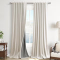 Guken Cream Natural 100% Blackout Linen Curtains 108 Inches Long 2