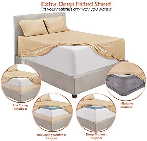 Hearth & Harbor Extra Deep Pocket Twin Sheet Set, Beige Cream