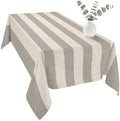Grey Beige Stripe Table Cloth 60x120in