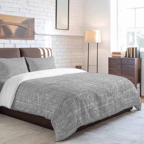 Linen Texture Full Duvet Cover Set - 4 Pcs Comforter Cover Bedding