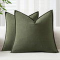 EMEMA Euro Decorative Linen Throw Pillow Covers 22x22 Inch Dark Olive