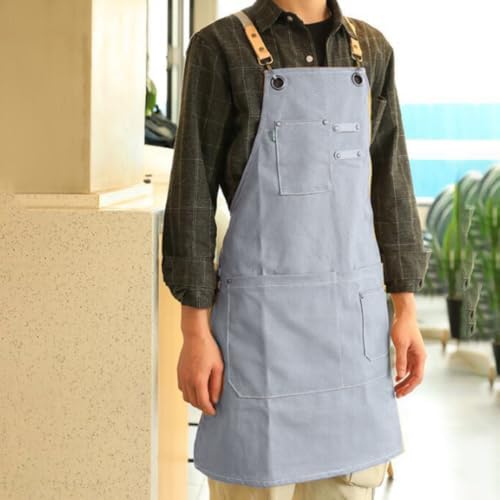 Luxshiny Canvas Cooking Apron Adjustable Waist Straps with Pockets
