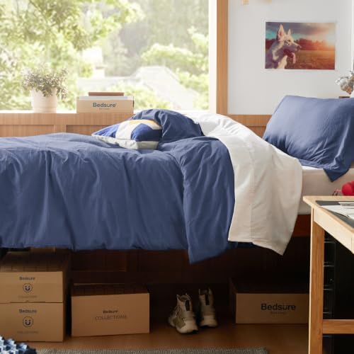 Bedsure Slate Blue Duvet Cover Twin/Twin XL - 2Pcs Prewashed Soft
