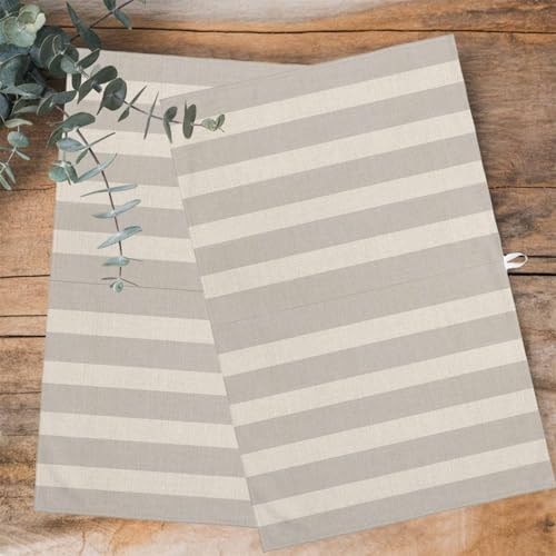 Grey Striped Kitchen Towels Set of 3, Absorbent Dish Towels for