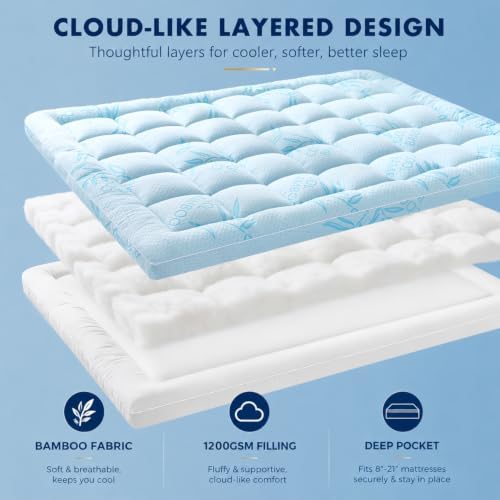 Queen Size Mattress Topper, Extra Thick Pillow Top Mattress Pad