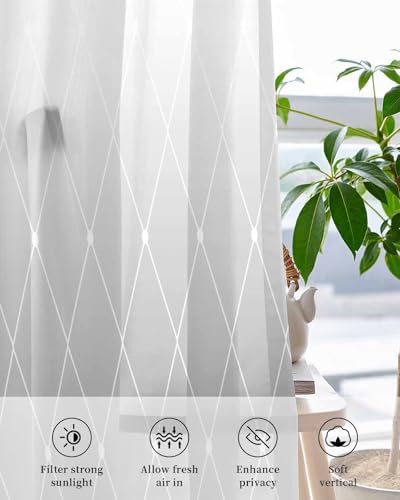 Gray Ombre Sheer Curtains 63 Inch Length Grommet Semi Sheer Drapes for