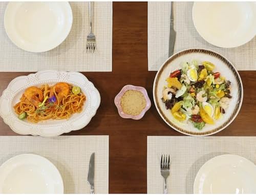 AHHFSMEI Placemats Set of 8 Washable Woven Vinyl Placemats for Dining