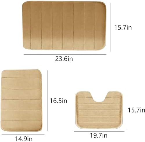 Memory Foam Bath Mat Set, 3 Pcs Memory Foam Bathroom Rugs, Bathroom