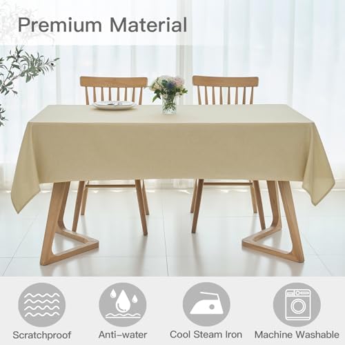 maxmill Linen Textured Rectangular Tablecloth Water Resistant Wrinkle