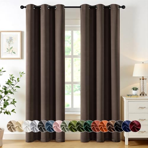 MIULEE Blackout Curtains for Bedroom 2 Panels 40"x72" Long Chocolate