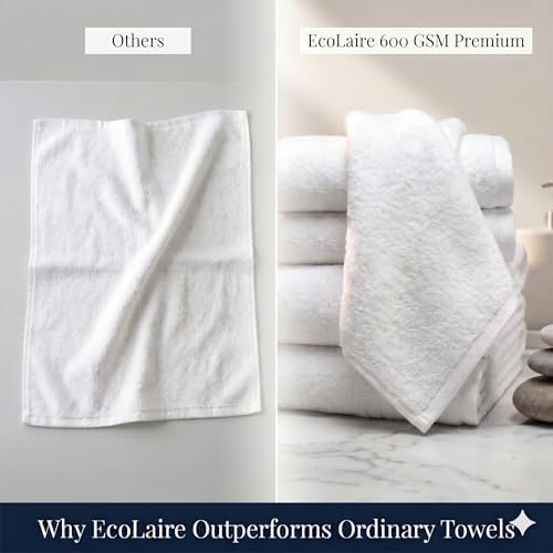 EcoLaire Luxury Wash Cloth Towels Pack of 60-13" X 13", 600 GSM High
