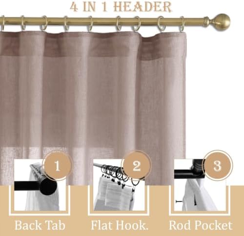 Semi Sheer Rod Pocket Curtains Linen Blend 84W x 96L, 2 Panels