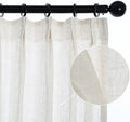 LETAU Long Linen Beige Sheer Curtains 120 inches, Pinch Pleated Light