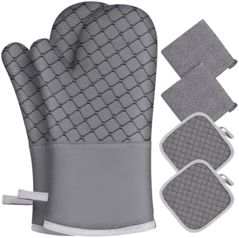 Fit for Oven Mitts Set - 500°F Non-Slip Silicone with Soft Cotton