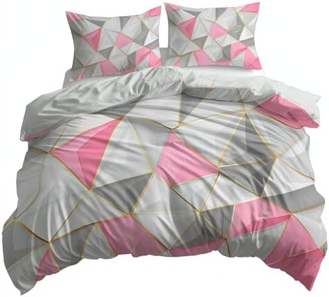 Abstract Style Geometric Triangles Gray Duvet Cover, Soft Microfiber