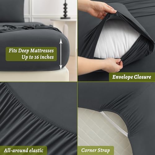 Egyptian Cotton Sheet Set 4 Piece Bed Sheet with 16'' Deep Pocket 400