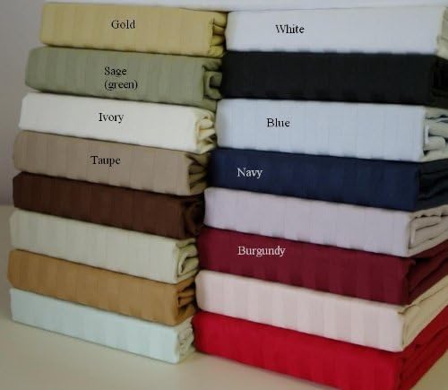 Royal Hotel Full Sheets Set, 600 Thread Count Cotton Stripe Sateen