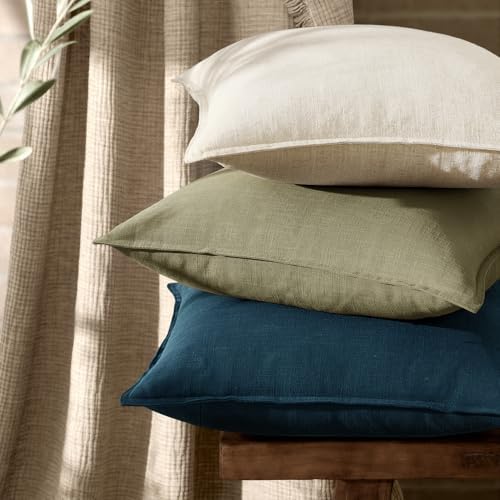 ANRODUO Decorative Linen Pillow Covers 22x22 Light Olive Green Pack of