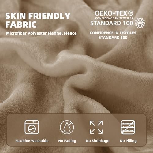 Throw Blanket for Bed Couch,King Size 108"x90",Beige,Soft Cozy Warm