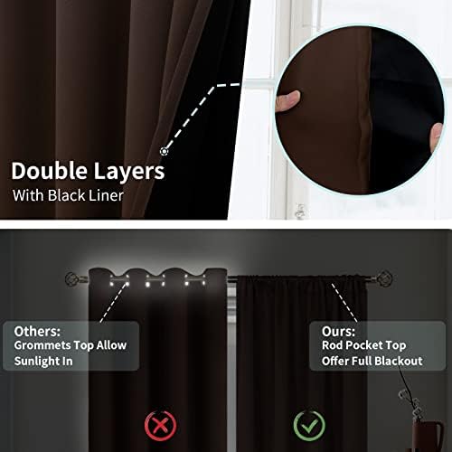 BGment Brown Blackout Curtains for Bedroom 72 Inch Length 2 Panels