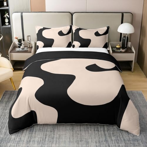Erosebridal Beige Abatract 100% Cotton Duvet Cover Boho Line Bedding