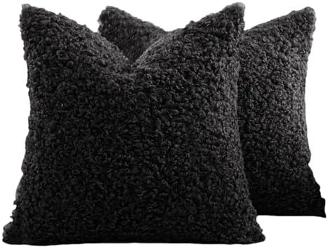 18" X 18" Neutral Faux Fur Pillow Case Boucle Decoration Long Plush