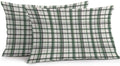 Sage Green Plaid Outdoor Pillow Covers 20"x12" Set of 2, Waterproof