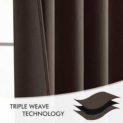 MIULEE Chocolate Brown Back Tab Blackout Curtains 52"x72" Long 2