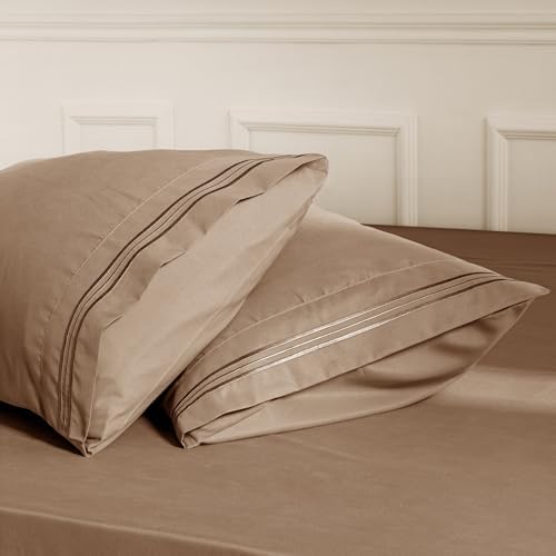 Aormenzy Microfiber Pillow Cases, Queen Size, Taupe, Set of 2