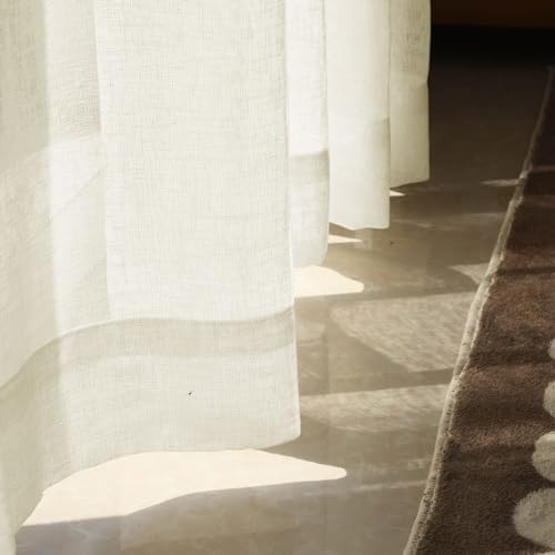 Fcosie 52" Wx63 L Semi Sheer Curtains with Silver Grommets Natural