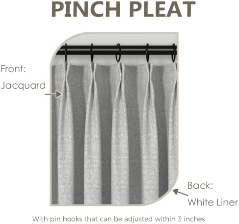 ChadMade 1 Panel Lined Slub Textured Dots Pinch Pleat Curtain 52W x