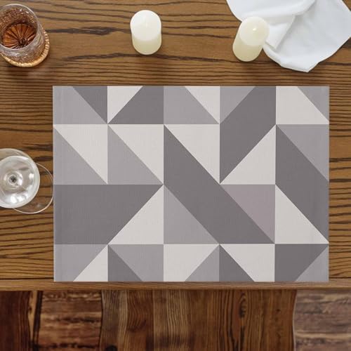 Placemats Set of 8, Geometric Grey Art Triangle Washable Table Mats