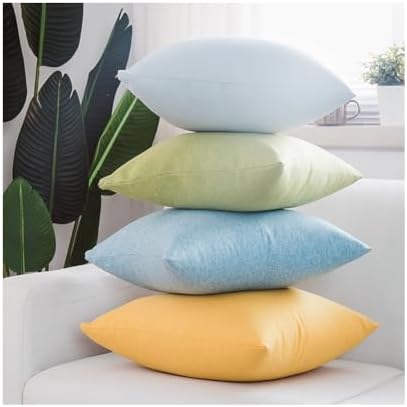 Set of 2 Coffee Pillow Covers 22x22 Inch Linen Cushion Case Boho