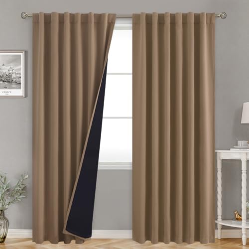 BGment Taupe Thermal Insulated 100% Blackout Curtains 84 Inches Long