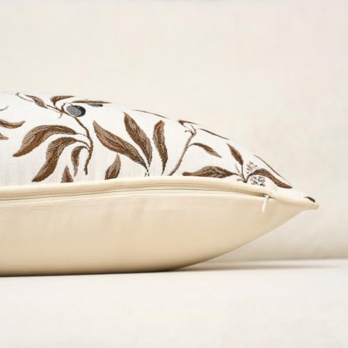 FANAMI Beige Floral Throw Pillow Covers 20x20 Inch Set of 2 Vintage