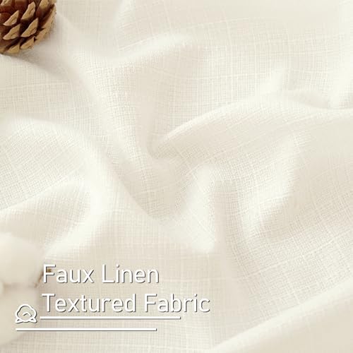 LAMIT Ivory Linen Curtains 84 Inch Length for Living Room 2 Panels