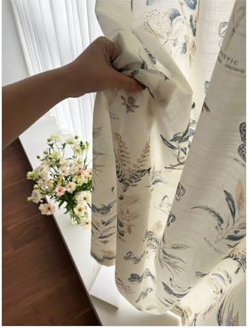 Cream White Linen Back Tab Curtains 63 Inch Length for Living Room 1