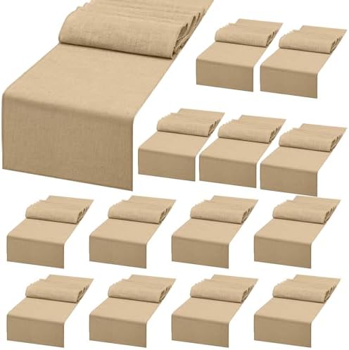 13 Pack Burlap Table Runners 12 x 108 Inches Farmhouse Jute Runner