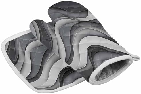 Quilted Cotton Terry Cloth Oven Mitt, Pot Holder Black Grey Gradient